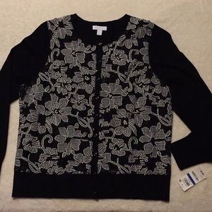 Charter club deep black button down cardigan